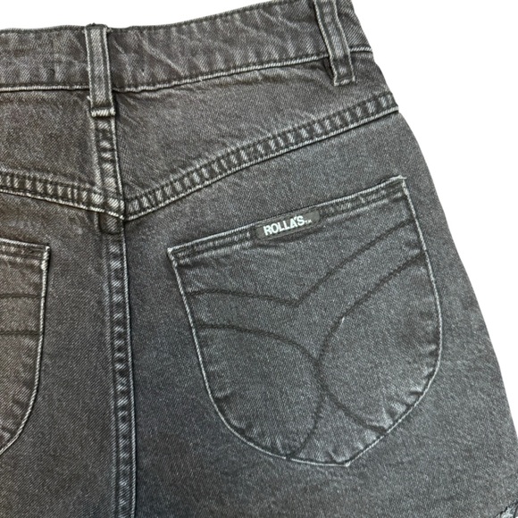 ROLLA'S Women's Black High Rise Cut Off Jean Shorts Size 25 - Picture 5 of 9